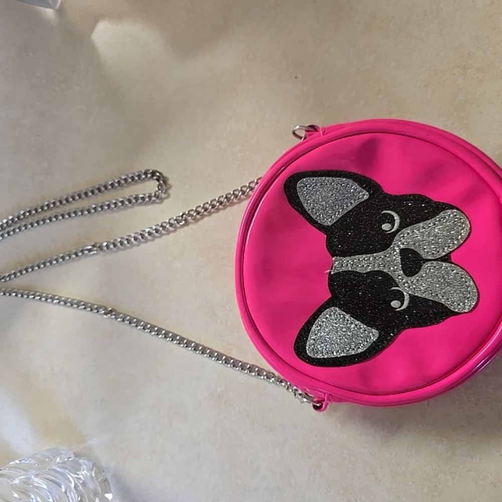 Pink Dog Face Crossbody Bag